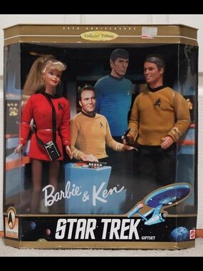 NRFB 1996 Barbie & Ken Star Trek Collector Giftset - Red & Gold